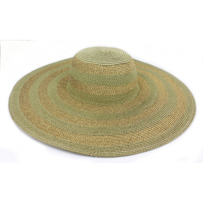 Wide Brim Hat - Straw Hat: Paper Straw Wide Brim Hat - Olive/Gold - HT-ST1170OLGD